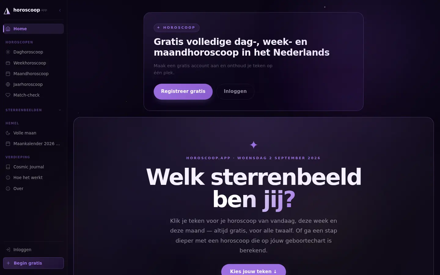 Schermafbeelding van horoscoop.app